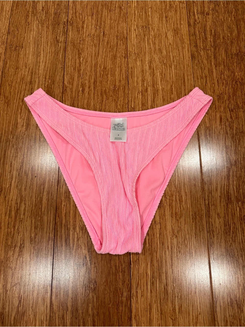 wild fable Ribbed High-Cut Bikini Bottom in Bright Pink